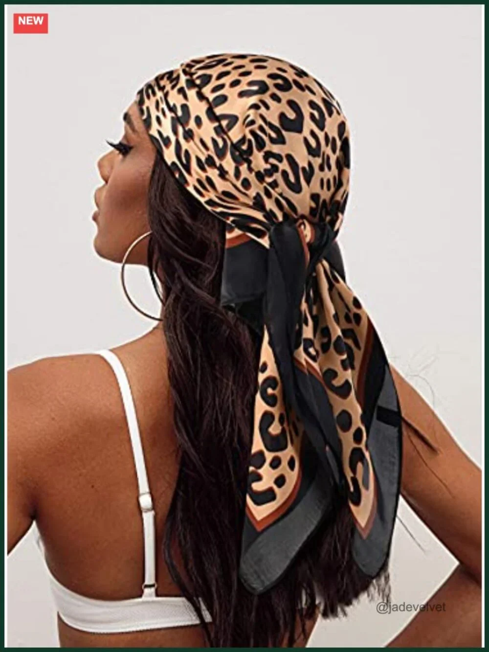 Leopard Print Square Scarf, Silk Touch Polyester, Versatile Hair Scarf & Bag